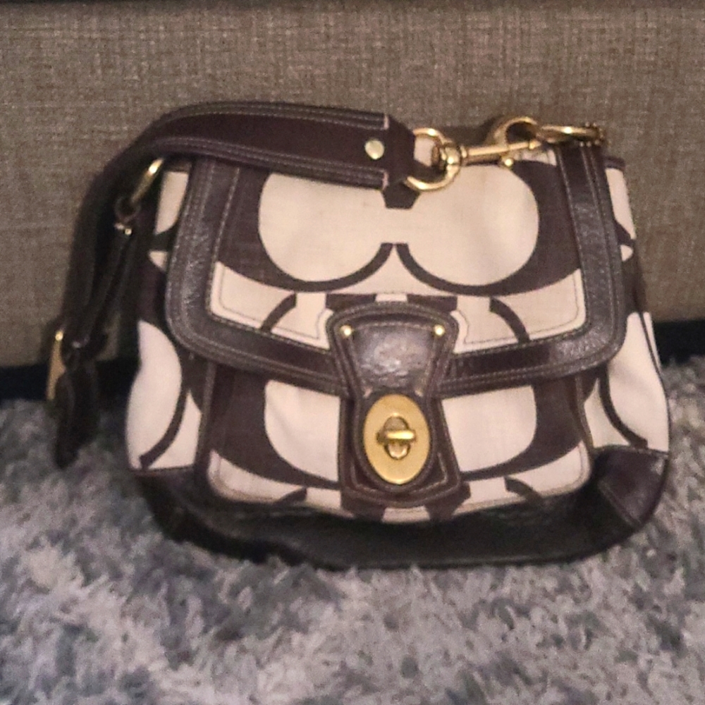 Coach handbag leather and fabric